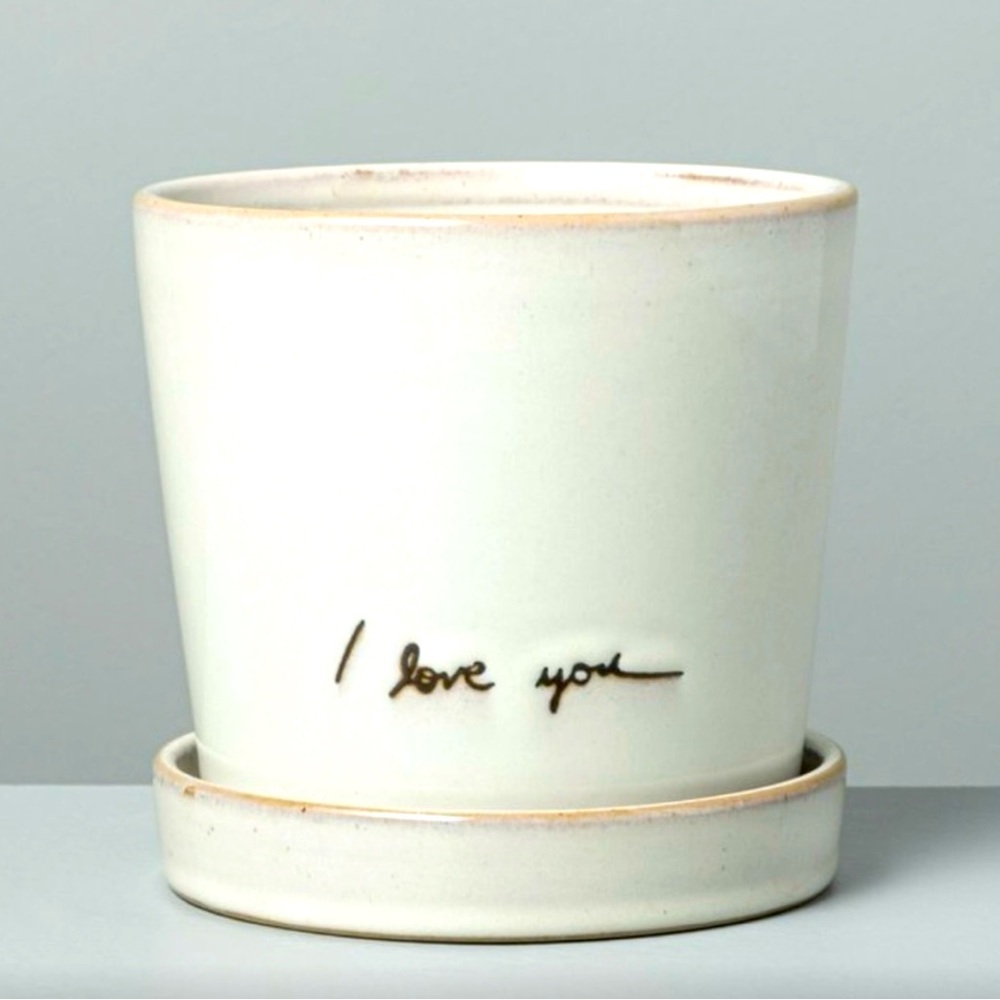 Hearth & Hand Etched “I love you” Stoneware Planter, NWT